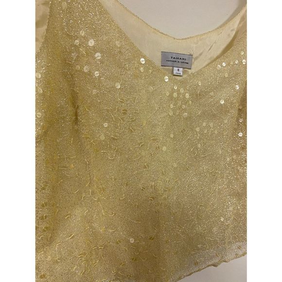 Tahari Gold Sparkly Sequin Tank Top Size 8 New Years Top - Picture 5 of 7